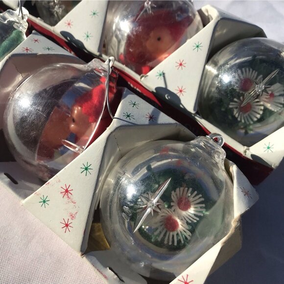 Vtg Jewel Brite Plastic Diorama Christmas Ornaments Pixie Elves 60s Lot 10 Decor - Picture 13 of 16